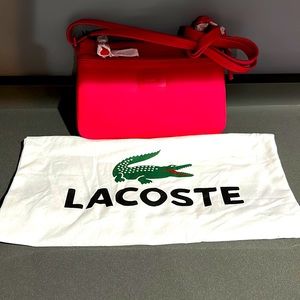New! Lacoste Double Zip Crossover Bag in Virtual Pink